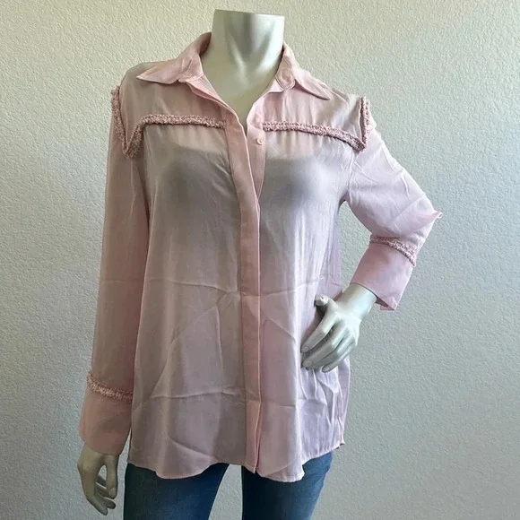 NWT Zara Contrast Textured Shirt Medium - Picture 4 of 9